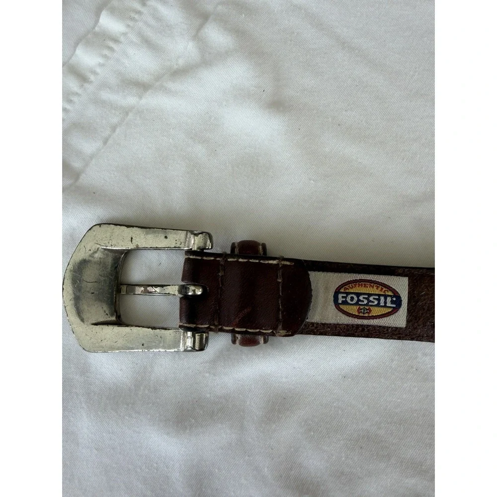 Vintage Italian Leather Belt Brown Metal Tip 1-1/4